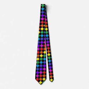 CricketDiane Colorful Rainbow Checkerboard Summer Stropdas