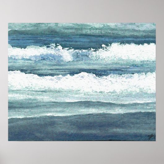 CricketDiane Ocean Art Beach Poster - Wading Waves (Devant)