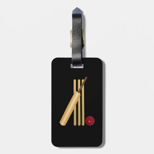 Cricketspel...wicket, bat, bal bagagelabel