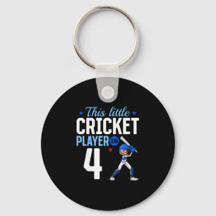 Cricketspeler 4e verjaardag sleutelhanger