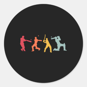 Cricketspeler Cricket Sport Vintage Cricket 3 Ronde Sticker