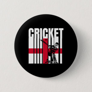 Cricketspeler Engelse vlag Ronde Button 5,7 Cm