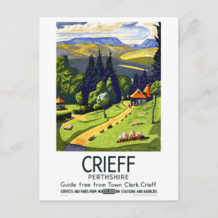 Crieff England Vintage Travel Poster teruggezet Briefkaart