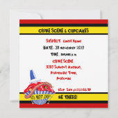 Crime Scene Cupcake Murder Mystery Invitation Kaart (Achterkant)