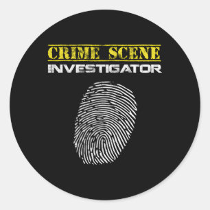 Crimescene Investigator Vingerafdruk Politie Ronde Sticker