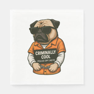 Crimineel Coole Pug � Grappig Mugshot Hond Design Servet