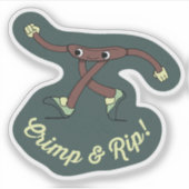 Crimp and Rip Retro Climbing Character Sticker (Voorkant)