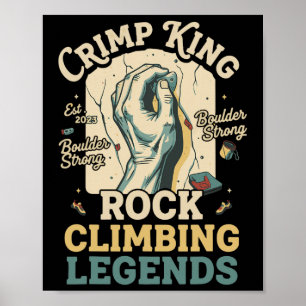 Crimp King Rock Climbing Legends Boulder  Poster