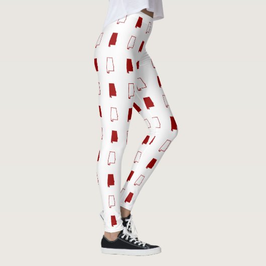 Crimson and White State of Alabama Pattern Leggings (Rechts)