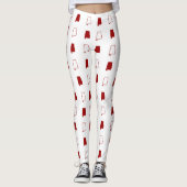 Crimson and White State of Alabama Pattern Leggings (Voorkant)