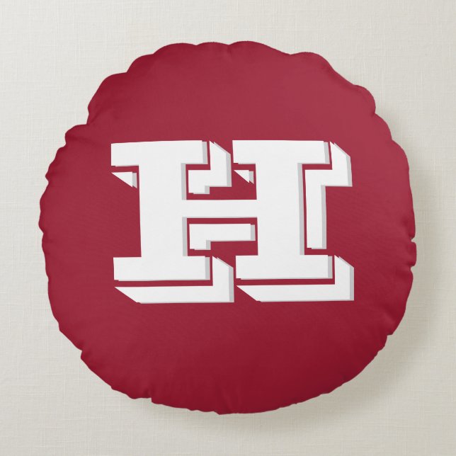 Crimson and White Varsity Letter  Monogram  Rond Kussen (Voorkant)