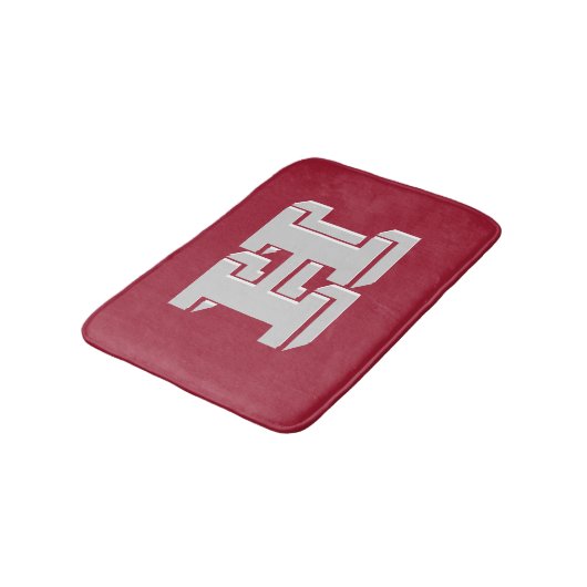 Crimson and White Varsity Letter Style Monogram Badmat (Gekanteld)