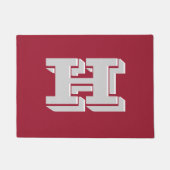 Crimson and White Varsity Letter Style Monogram Deurmat (Voorkant)