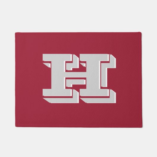 Crimson and White Varsity Letter Style Monogram Deurmat (Voorkant)
