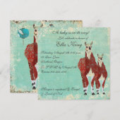 Crimson & Azure Llamas Baby Invitation (Devant / Derrière)