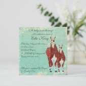 Crimson & Azure Llamas Baby Invitation (Debout devant)