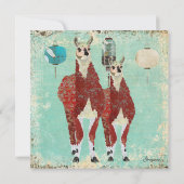 Crimson & Azure Llamas Baby Invitation (Dos)