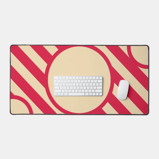 Crimson & Beige Diagonal Circle Mat – Customizable (Keyboard & Muis)