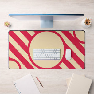 Crimson & Beige Diagonale Cirkelmat – Aanpasbaar Bureaumat