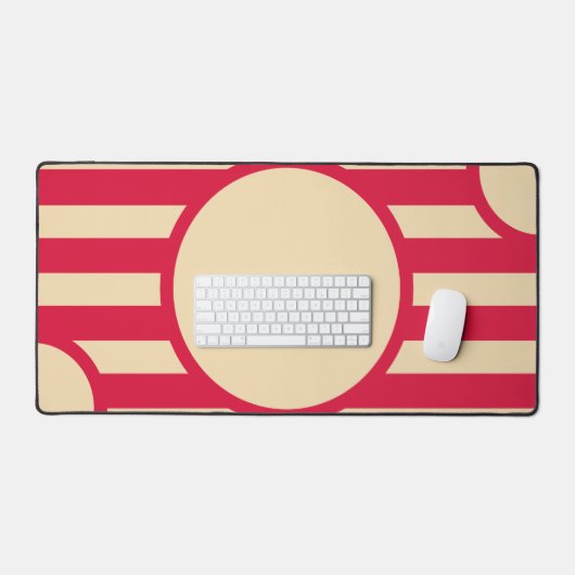 Crimson & Beige Sunburst Desk Mat – Customizable (Keyboard & Muis)