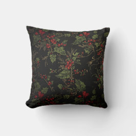 Crimson Berries Holiday Throw Pillow. Kussen