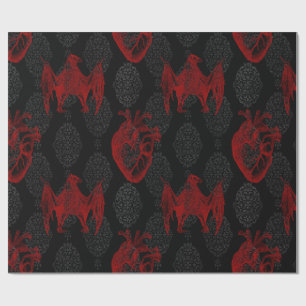 Crimson & Black Hearts en vleermuizen Cadeaupapier