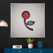 Crimson Bloom: Abstracte bloem met rood en zwart