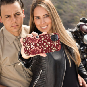 Crimson Bloom Elegance iPhone 15 Pro Hoesje