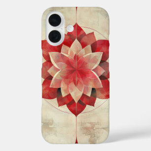 Crimson Bloom Mandala iPhone 16 Hoesje
