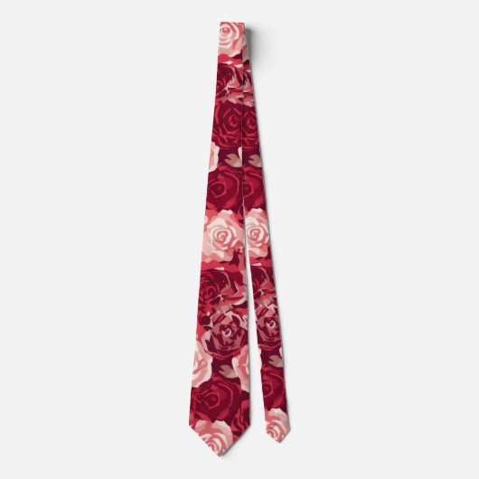 Crimson & Blush Naadloos Rozenpatroon Stropdas (Voorkant)