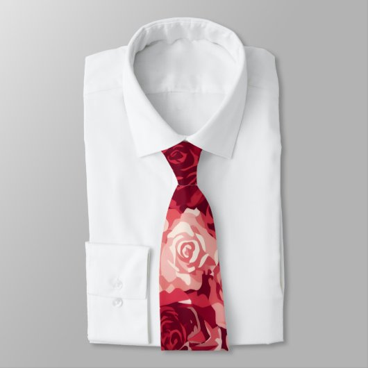 Crimson & Blush Seamless Rose Pattern Stropdas (Gebonden)