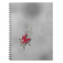 Crimson Butterfly Bloom Spiraal notebook