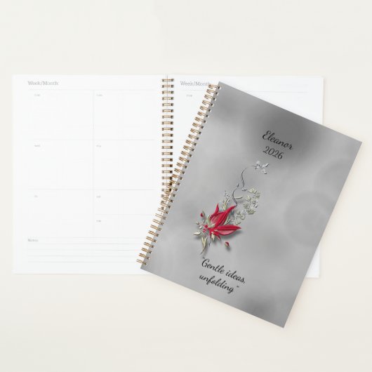 	Crimson Butterfly Bloom Spiral notebook  (Devant avec enveloppe)