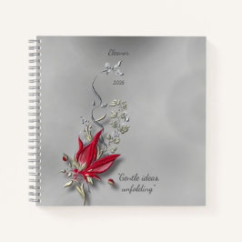 Crimson Butterfly Bloom spiral notebook Notitieboek