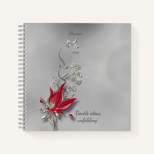 	Crimson Butterfly Bloom spiral notebook  Notitieboek (Voorkant)