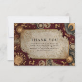 Crimson Celestial Baroque Wedding Bedankkaart (Voorkant)