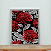 Crimson Chrysanthemums Poster