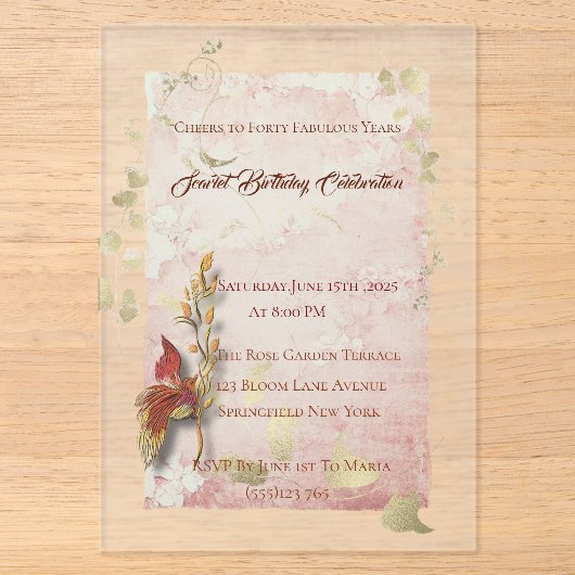 Crimson chuchote 40e anniversaire Invitation acryl (Recto)