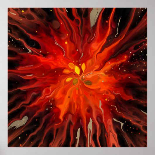 Crimson Core – Fiery Abstract Energy Burst Poster (Voorkant)