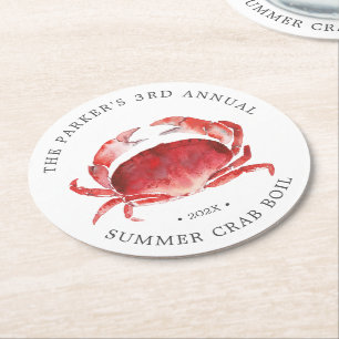 Crimson Crab Boil Ronde Kartonnen Onderzetter