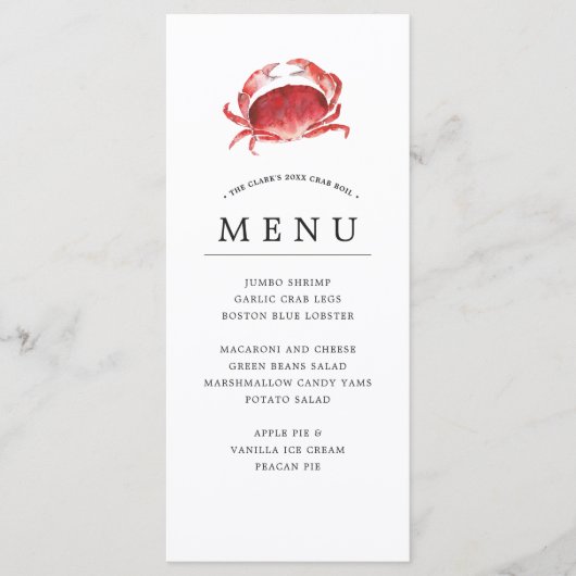 Crimson Crab | Gebeurtenis Crab Boil geacht Menu (Voorkant)