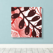 Crimson Currents – Modern Abstract Botanical Art Canvas Afdruk (Insitu (Houten vloer))