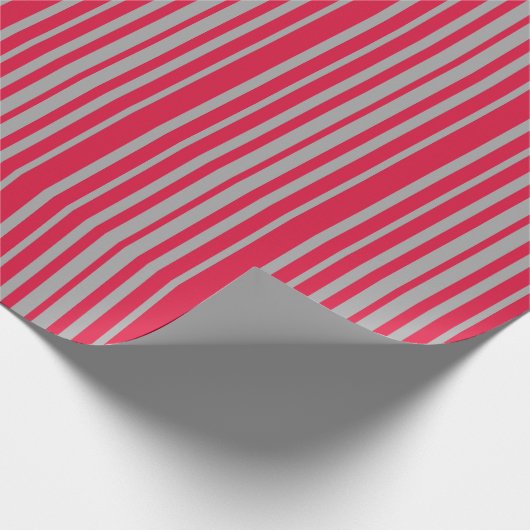 Crimson & Dark Grey Colored Lined Pattern Cadeaupapier (Hoek)