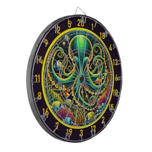 Crimson Depths Octopus Dartboard Dartbord (Voorkant Links)