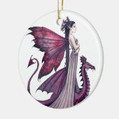 Crimson Dragon en Fairy Fantasy Art Keramisch Ornament (Links)
