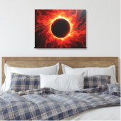 Crimson Eclipse - Fiery Red & Black 24"x18" Canvas (Insitu (Slaapkamer))