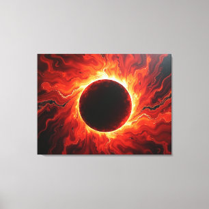Crimson Eclipse - Vurig Rood & Zwart 101x81cm Canvas Afdruk