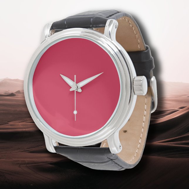 Crimson effen kleur | Klassiek | Elegant | Trendy Horloge (Creator heeft geüpload)