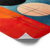 Crimson en Azure: Abstracte geometrische minimalis Poster (Hoek)