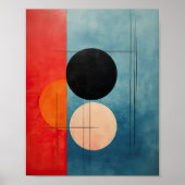 Crimson en Azure: Abstracte geometrische minimalis Poster (Voorkant)